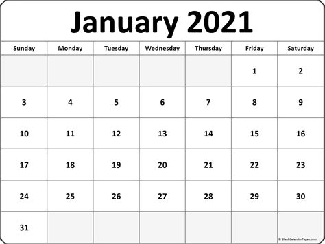 Free download blank calendar templates for 2021. January 2021 calendar | free printable monthly calendars