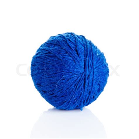 Blue Ball Of Knitting Yarn On A White Stock Image Colourbox