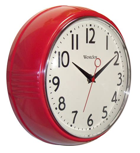 Westclox 1950 Retro 95 Extra Thick Round Wall Clock Red 32042r