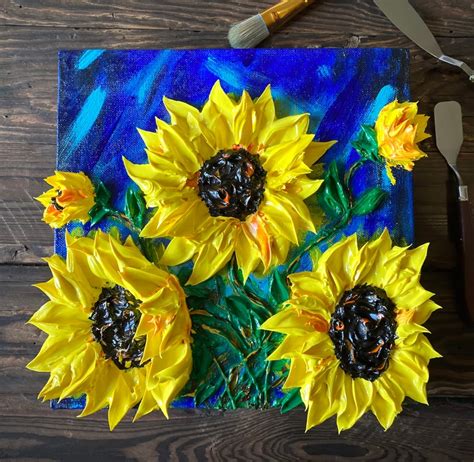 Sunflowers 3d Impasto Live Art By Andrii Rays Sculpting Etsy