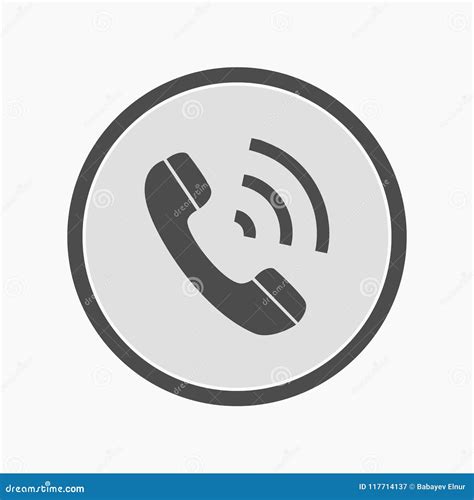Vector Icon Of Telephone Handset Over Black Circle Stock Vector