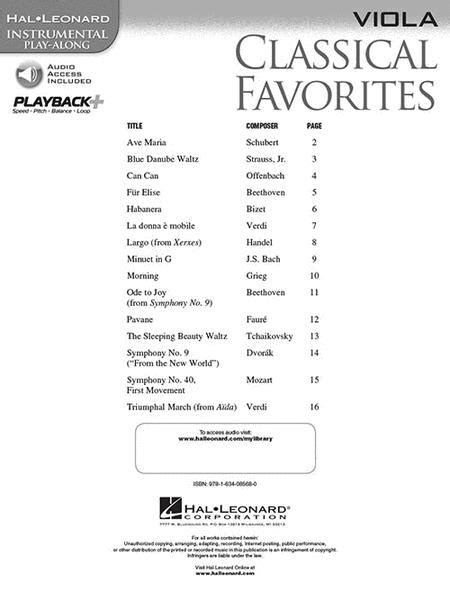 Classical Favorites By Softcover Audio Online Sheet Music For Viola Buy Print Music Hl