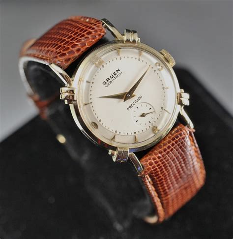 Gruen 14k Solid Gold Vintage Mens Watch From Vintagewatches On Ruby Lane