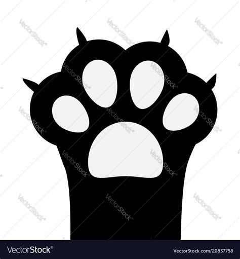 Big Black Cat Paw Print Leg Foot With Nail Claw Vector Image