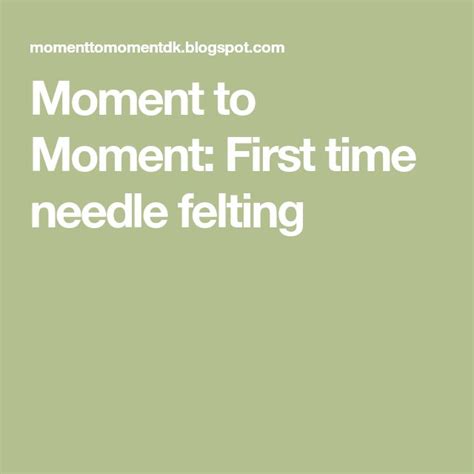 Moment To Moment First Time Needle Felting Needle Felting Felt Needle