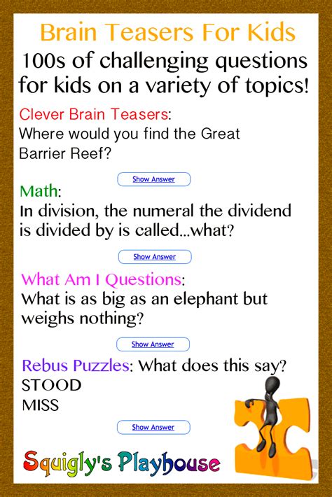 Kids Riddles And Brain Teasers Riddles Time