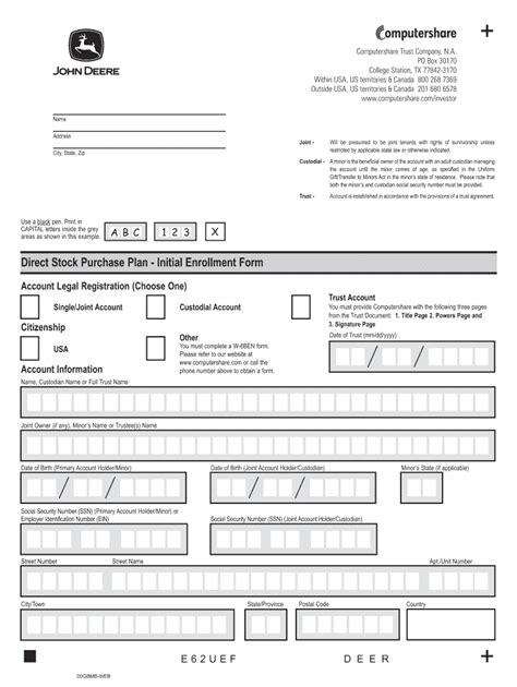 Fillable Online Computershare Enrollment Formpdf Fax Email Print