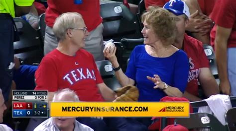 Rangers Fan Catches Foul Ball For His Wife Gets A Big Kiss In Front Of
