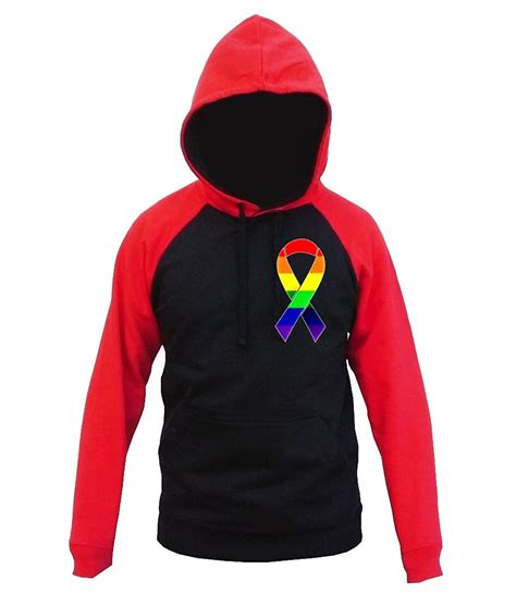 gay pride awareness rainbow ribbon men s hoodie red black 85 off dr heidt de