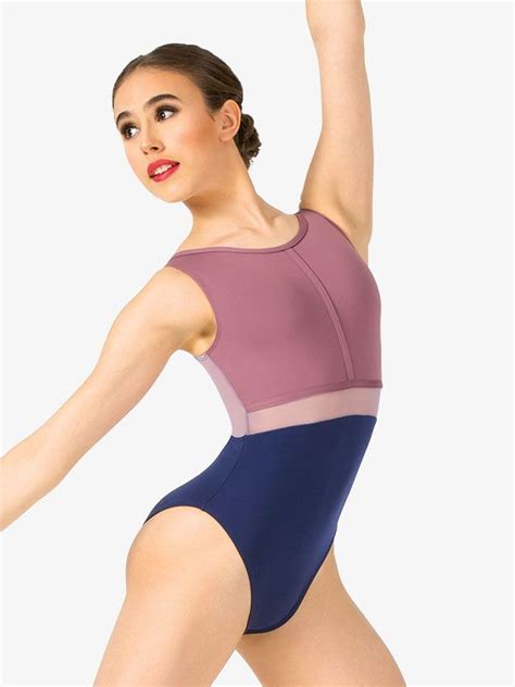 Womens Contrast Mesh Insert Tank Leotard In Dance Leotards