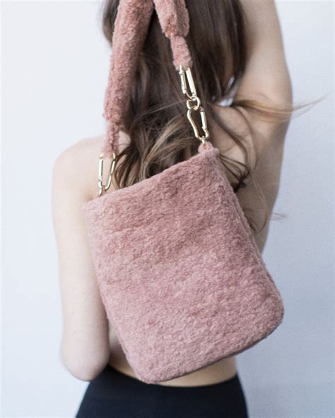 Faux Fur Shoulder Bag Pale Pink Handbag Etsy