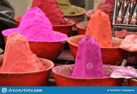 Colorful Holi Powders For Sale Stock Image Image Of City India