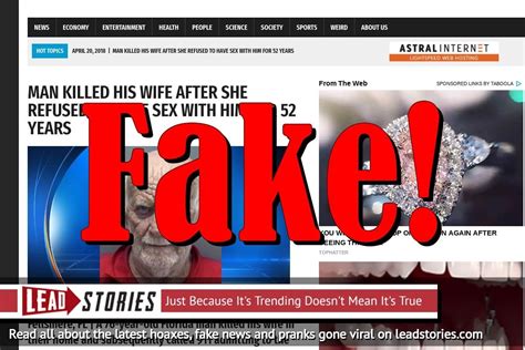 Fake News Man Did Not Kill His Wife After She Refused To Have Sex With Him For 52 Years Lead