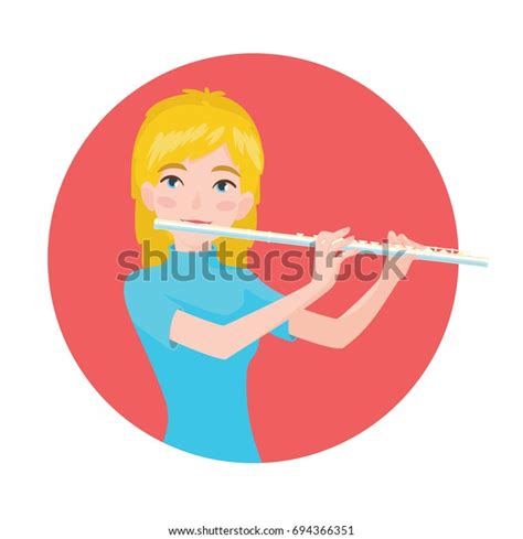 Musician Playing Flute Girl Flutist Inspired Stock Vector Royalty Free