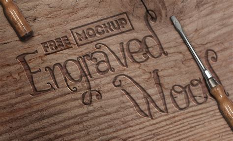 Engraved Wood Mockup With Free Psd Psddude