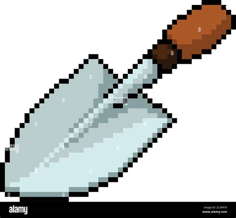 Vector Pixel Art Shovel Isolated Cartoon Stock Vector Image And Art Alamy