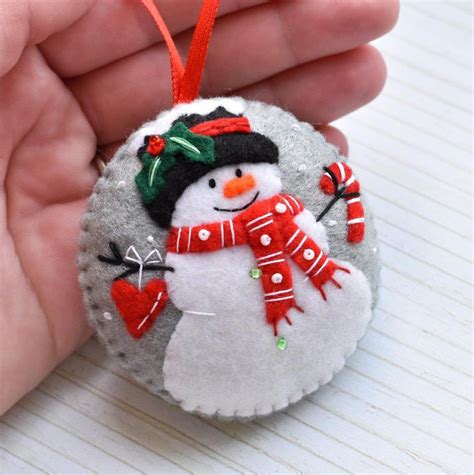 Felt Snowman Snowman Decoration Snowman Christmas Ornament Etsy In