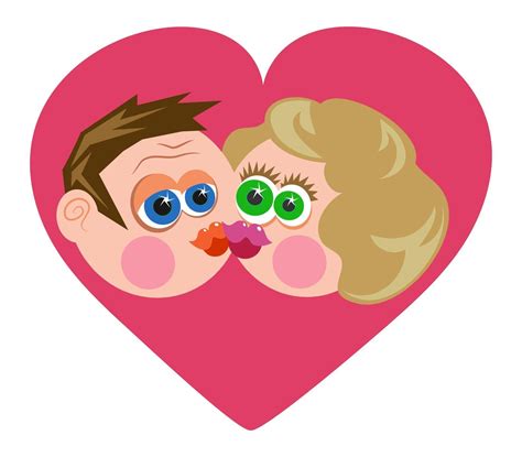Funny Cartoon Kissing Couple 2652637 Vector Art At Vecteezy