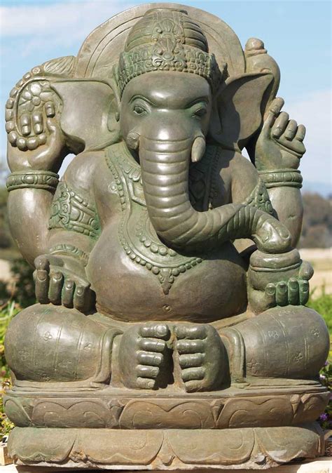 Sold Stone Green Garden Ganesha 37 69ls63 Hindu Gods