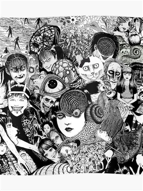Junji Ito Collage Poster By Mother Dot Junji Ito Scary Art