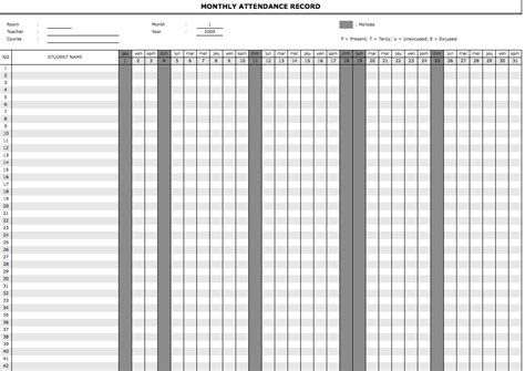 Student Attendance Sheet Weekly Monthly The Spreadsheet Page