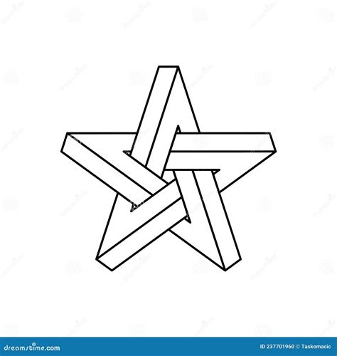 Impossible Star Outline Optical Illusion Geometric Shape Stock