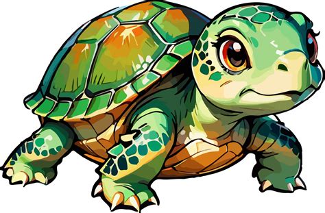 Cute Turtle Cartoon Clip Art Ai Generative 33500174 Png