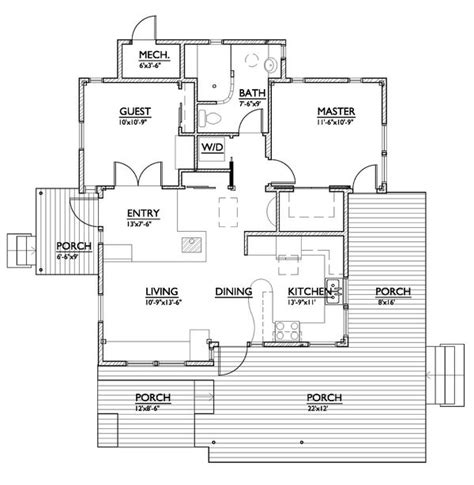 Modern Style House Plan 2 Beds 1 Baths 800 Sqft Plan 890 1