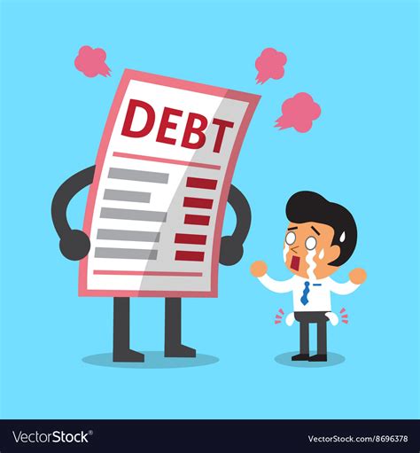 Cartoon Businessman With Big Debt Letter Vector Image