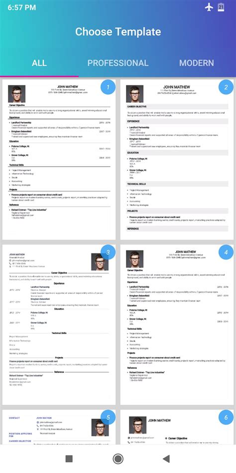Currently app provides more than 8+ professional formats / resume templates which are suitable for interns, fresher, and experienced job seeker. Resume Builder App Free CV maker CV templates 2020 for ...
