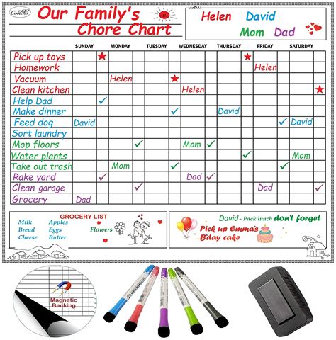 Jennakate Multiple Child Chore Chart Magnetic Daily Household Chore
