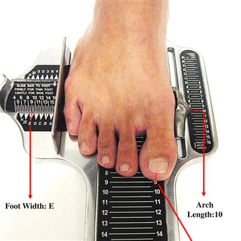 Brannock Foot Device Indicating Right Foot Measurements For The Arch Download Scientific