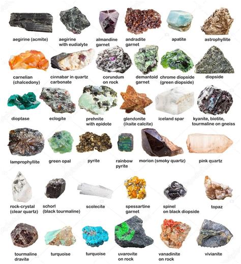 Colección De Piedras Preciosas Y Cristales Con Nombres — Imagen De