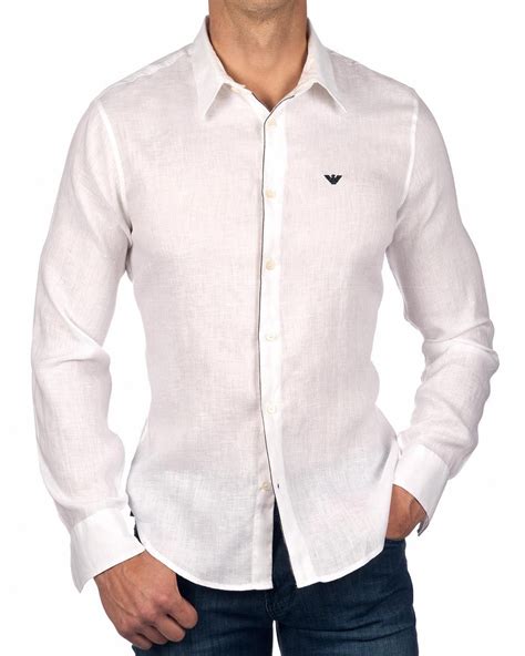 Emporio Armani Shirt 1njiz White Linen En 2020 Ropa Zapatillas Armani