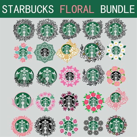 Starbucks Floral Round Svg
