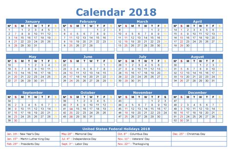 Printable Calendar 2018 Free Blank Template