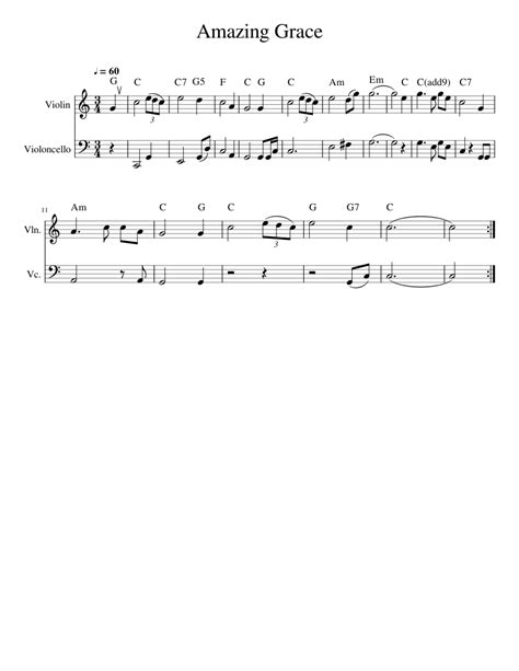 Use this tutorial with our tab to learn the song without having to read sheet music. Amazing Grace Sheet music for Violin, Cello | Download ...