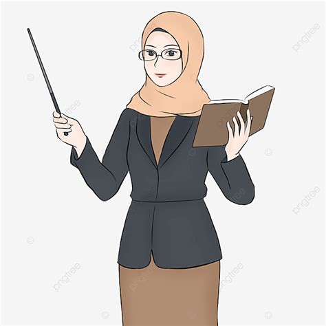 Ilustrasi Dosen Wanita Dengan Jilbab Mengenakan Kacamata Dan Pakaian Formal Wanita Muslim