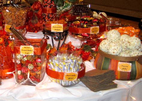 leafy tree tops fall autumn themed candy buffet