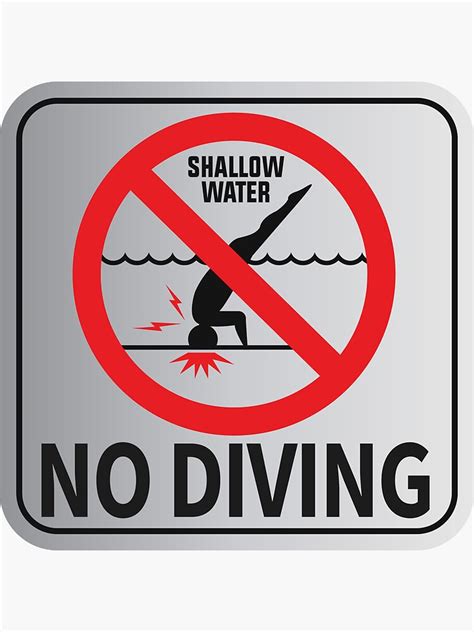 No Diving Shallow Water Sign Sticker For Sale By Stickdeco Redbubble