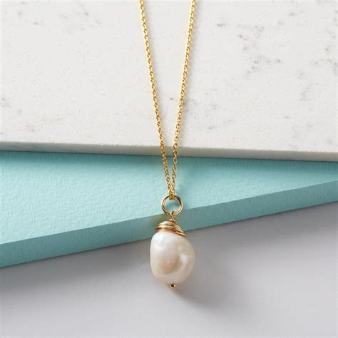 Large Baroque Pearl Necklace Sterling Silver 14k Gold Fill Etsy