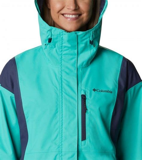 Womens Hikebound Rain Jacket Electric Turquoise Nocturnal Columbia