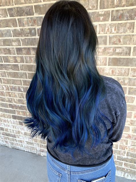 blue ombré blue brown hair brown hair blue highlights blue hair dark