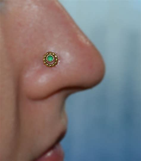 2mm Emerald Nose Stud Ring Gold Small Earring Cartilage Tragus