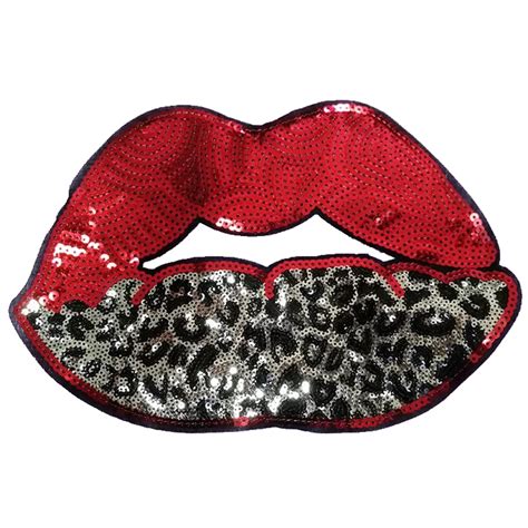New Arrival Large Leopard Print Lips Patches For Clothes Iron On