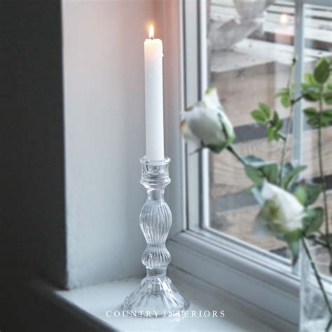 Florence Glass Candle Holder 20cm In 2022 Glass Candlesticks