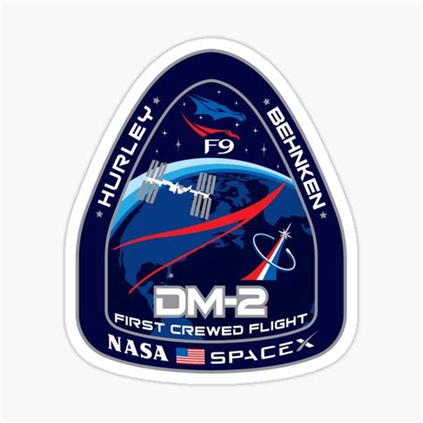Crew Dragon Demo 2 Patch Spacex Nasa Sticker By Jaoafallas Redbubble