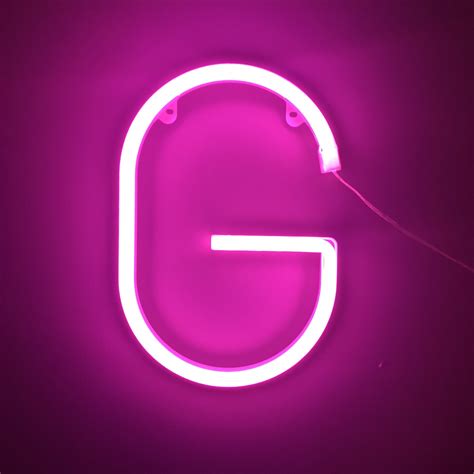 Neon Letter G Pink Smiling Faces Retail