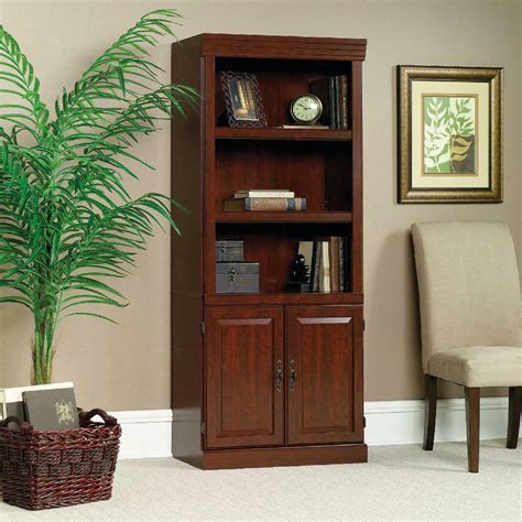 Sauder 71 Heritage Hill Library Bookcase With Doors Classic Cherry Finish