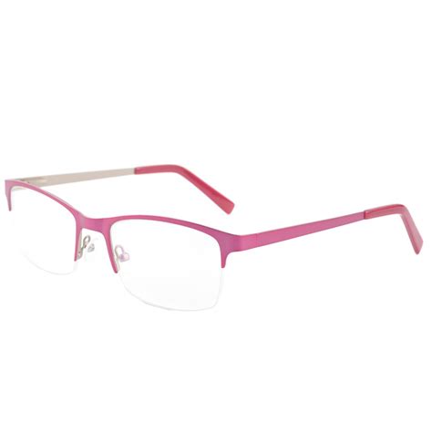 Fashion Candy Pink Metal Glasse Optical Frame Eyeglasses Women Half Rim